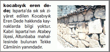 Kocabıyık Eren dede Rahmetullahi aleyh