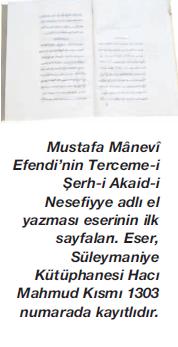 Mustafa Mânevî Efendi Rahmetullahi aleyh